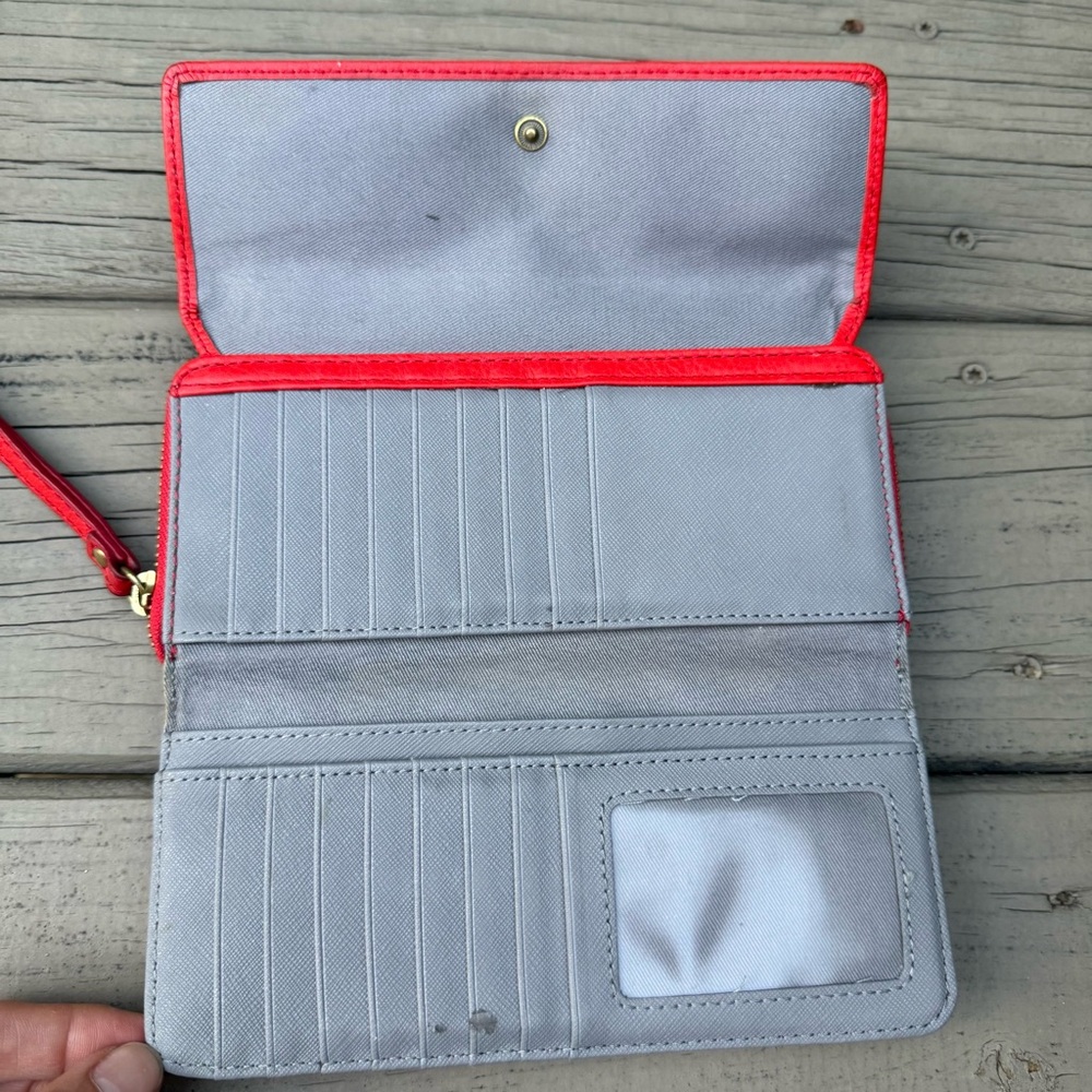 Fossil Red Leather Wallet Wristlet - Picture 11 of 16